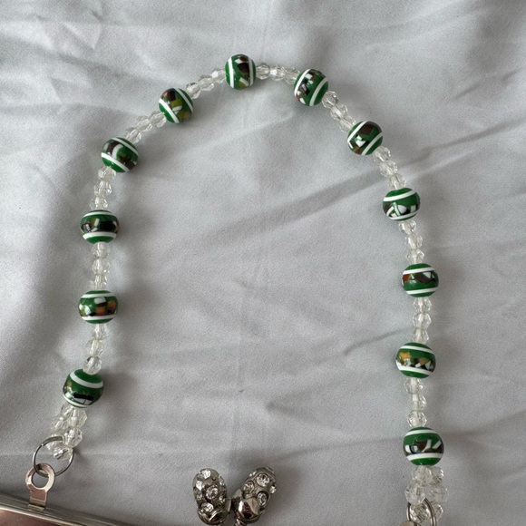 Vintage Beaded Floral Satin Purse – Mint Green Sequin Clutch Embellished - Picture 5 of 10